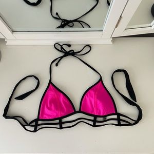 Pink and black bikini top